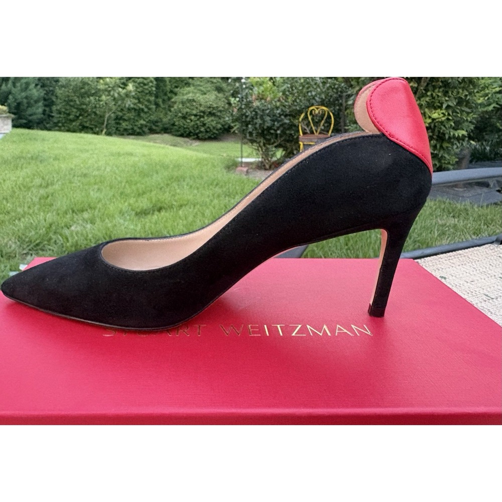 Stuart Weitzman Lovestruck 70 Suede Heart Black Heels Stiletto 7.5 Rare Capsule